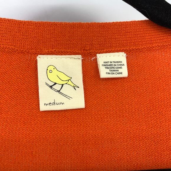 Anthropologie Yellow Bird V-Neck Cardigan Sweater Sz M Orange Cream Striped - Picture 5 of 6